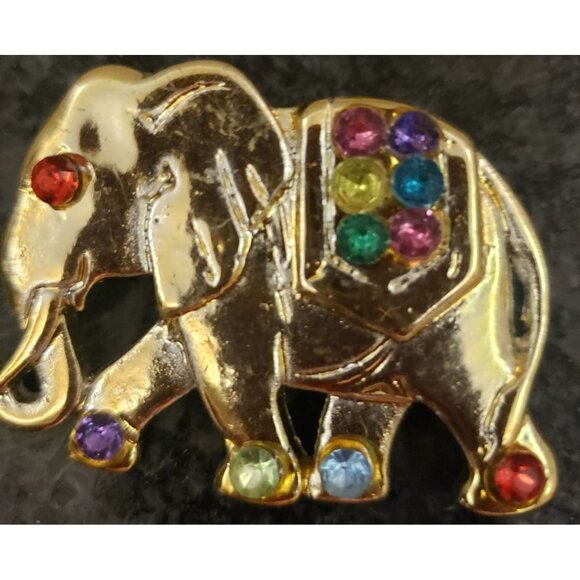 Lot of Six Assorted Vintage Elephant Brooch Pins Gem Accents & Gold/Silver Tones - Picture 15 of 16